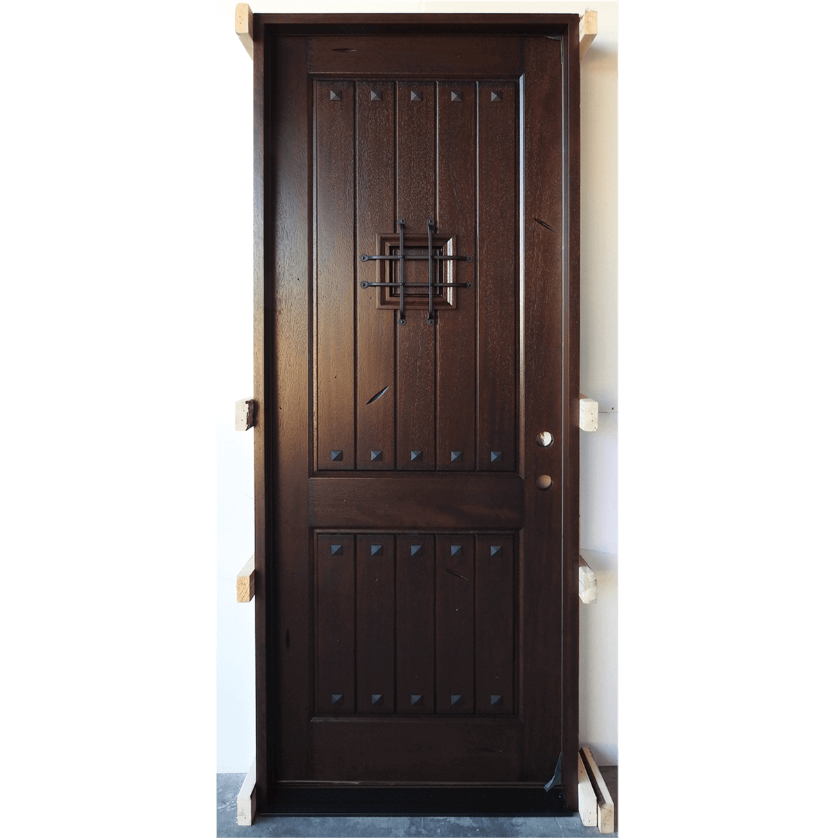 Rustic Mahogany Single Door Prehung Finished – Ready to be installed